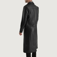 Manteau en cuir de luxe pardessus de haute qualité à carreaux personnalisés pour hommes mode veste décontractée hommes en peau de mouton Long manteau en cuir