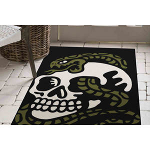 Tapis Crâne et Serpent : Tapis Moderne Imprimé en 3D, Tapis en Chenille - Product Image 3