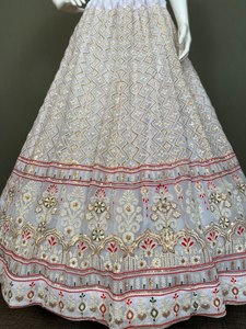 Designer Collection Broderie à Paillettes Lourdes Georgette Lehenga Choli Ensemble Traditionnel Indien Pakistanais Mariage Fête - Product Image 5