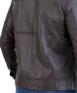 Chaqueta de Cuero PU con Bloques de Color para Hombre, Estilo Moderno y Vanguardista - Product Image 4