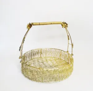 Corbeille de fruits en métal de haute qualité Offre Spéciale à prix réduit Corbeille de fruits de designer en fer plaqué or - Product Image 1