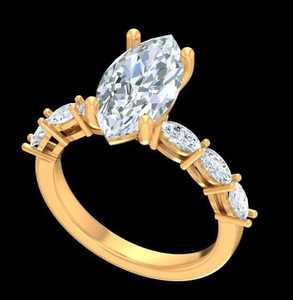 Anillo de Compromiso Personalizado de Oro Amarillo de 14k con Diamante de Corte Marquesa de 3.5ct VS1 E Cultivado en Laboratorio CVD con Certificado IGI, Joyería de Lujo - Product Image 5