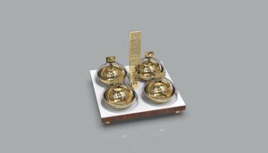 Support à dessert en métal à un étage avec dôme en verre, plateau de service, vaisselle moderne de luxe, écologique, passe au lave-vaisselle - Product Image 4