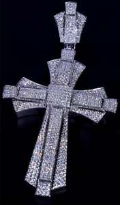 Iced Out <b>Cross</b> Pendant VVS1 Moissanite, 925 <b>Sterling</b> <b>Silver</b> Hip Hop Necklace Statement Religious Jewelry by Silvoura - Product Image 3