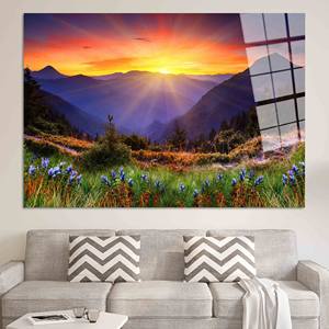 Lienzo Impreso: Obra de Arte con Marco Dorado de Paisaje Montañoso, Arte en Vidrio Templado - Product Image 1