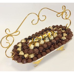 Assiette de chocolat à texture martelée plaquée couleur argent de forme ronde de concepteur avantageux avec fourniture de bols à l'aspect unique plaqué or - Product Image 2