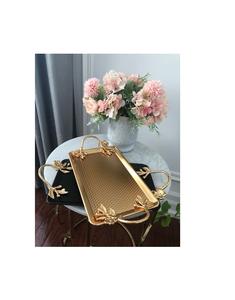 Bandeja de servicio de metal de latón pulido a mano de aspecto real con tallas intrincadas perfectas para REGALOS FESTIVOS y rituales Pooja - Product Image 1