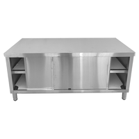 RVS werktafel met opbergkast voor horeca, professionele keuken, werkbank met schuifdeur