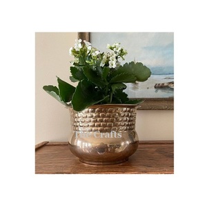 Pot de fleurs en aluminium couleur or de qualité supérieure, forme ronde, pour la décoration intérieure - Product Image 5