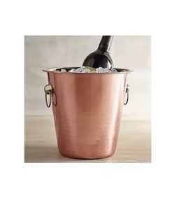 Seau à glace réfrigéré en cuivre pur avec poignée ronde en cuivre Design moderne isolé à double paroi pour une utilisation en fête Refroidisseur de bouteilles de vin - Product Image 6