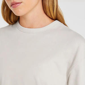 Venta caliente Beige Oversize mujeres atletismo manga corta Camiseta suave ligero y diseñador ajuste relajado gimnasio Fitness entrenamiento camiseta - Product Image 3