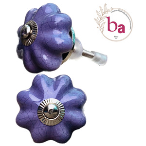 ลูกบิดเซรามิกทรงแตงโมสีม่วงสำหรับลิ้นชักห้องครัวห้องนอนตู้เสื้อผ้าสไตล์การออกแบบอุตสาหกรรม - Product Image 1