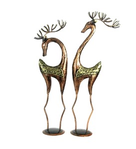 Exclusive Gold <b>Balloon</b> Dog Figurines Set of <b>2</b> Ceramic Decorative Table Accents for Contemporary Interiors and Trendy Home Decor - Product Image 2