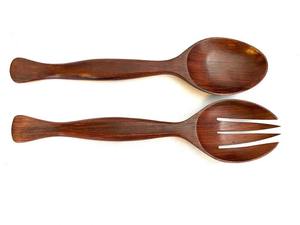 Cuillères à salade en bois d'acacia gravées sur mesure, couleur et logo personnalisés, cadeau de cuisine de luxe pour maman, papa, petit ami, elle, fête - Product Image 2