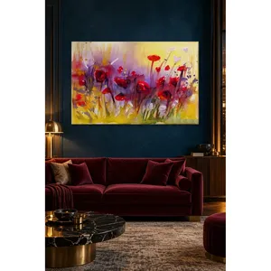 Impression sur toile de coquelicots rouges sur fond jaune clair de Fida - Product Image 2