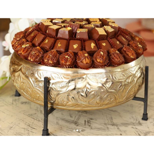 Haute Qualité Bleu et Blanc Métal Rayé Osier Bonbons Desserts Titulaire Conception Attractive Forme Ronde Table Top Chocolat Bol - Product Image 3