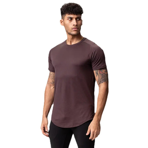 CAMISETA BÁSICA DE ALGODÓN GRIS CLARO CON CUELLO REDONDO PARA HOMBRE CAMISETA DE SECADO RÁPIDO DE BAMBÚ PARA HOMBRE CAMISETAS DE FITNESS Camisetas - Product Image 1