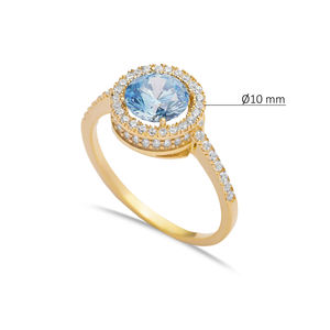 อความารีน CZ หินตัดกลมตุรกีทําด้วยมือขายส่งแหวนคลัสเตอร์เงินแท้ 925 - Product Image 2