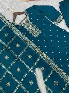 ชุดซาลวาร์คาเมซปักลายด้วยผ้าไหมชินอนแบบดั้งเดิมสำหรับงานแต่งงานงานเลี้ยง - Product Image 6