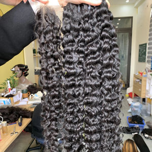 Vente en gros 100% Original Vietnam crépus bouclés perruque meilleure qualité Machine simple trame frontale perruque brut non transformé Remy cheveux humains - Product Image 1