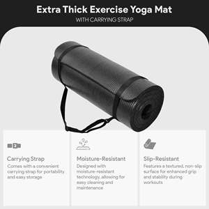 Tappetino da yoga GoYoga 71x24 pollici anti-rottura con cinghia BalanceFrom Fitness, tappetino in schiuma nera - Product Image 3