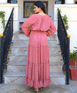 2024 vente chaude pour la belle robe de soirée à volants à manches longues et bouffantes pour femmes - Product Image 2