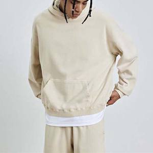 เสื้อมีฮู้ดโอเวอร์ไซส์ผ้าฝ้ายฟอกสีแนววินเทจสำหรับผู้ชายชุดวอร์มแนวสตรีทแบบกำหนดเอง - Product Image 3