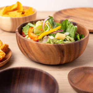 ชุดชามไม้ธรรมชาติสำหรับเสิร์ฟอาหารชามไม้ทำมือปลอดภัยสำหรับรับประทานอาหาร - Product Image 2