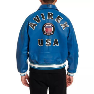Hombre Chaquetas Liso Cuero Genuino Letterman Varsity Chaqueta Motociclista Fabricado Avirex Chaqueta para Hombre - Product Image 6
