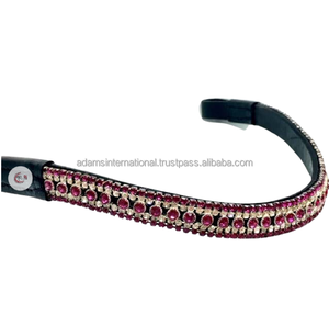 Brida de Cuero de Alta Calidad para Caballo con Banda Frontal de Cristal AB de 10mm, Color y Logotipo Personalizados, Marca Adams International - Product Image 3