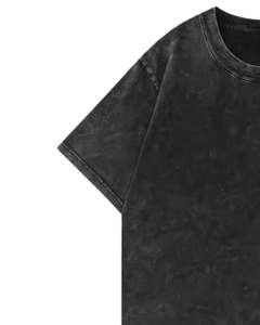 T-shirt en coton noir surdimensionné pour homme, lavage à l'acide vintage, épaules tombantes, streetwear décontracté, tee-shirt uni unisexe, vêtements d'été - Product Image 3