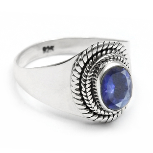 Lujo hecho a mano sólido 925 plata esterlina 100% forma ovalada Natural Iolita piedras preciosas declaración anillos joyería fina para ella al por mayor - Product Image 2