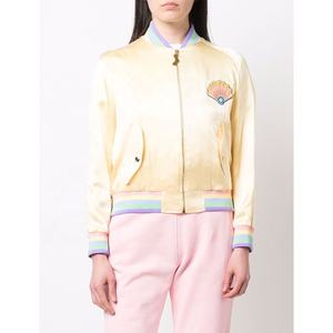 Chaqueta de béisbol universitaria de satén de seda con cuello levantado para hombre y mujer personalizada para la temporada de invierno de la Escuela Universitaria - Product Image 1