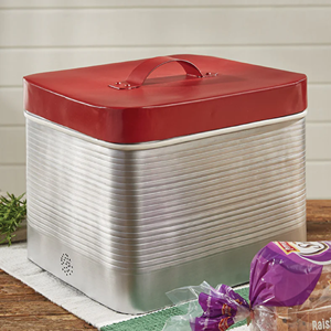 Caja de pan de recetas vintage con tapa de guinga amarilla: esta caja de pan única no solo almacena su pan, sino que también muestra recetas - Product Image 4