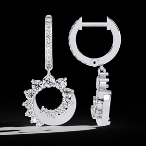 Boucles d'oreilles Brillant Stone Rose Color 10k 14k Solid Gold 1.00ct Lab Grown Diamond Jewelry Hoop Earrings - Product Image 4