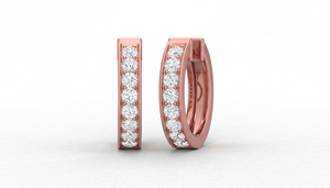 Pendientes de Aro Huggie de Oro de 14K y Diamantes Naturales para Mujer, Aros Delicados con Engaste de Canal - Product Image 3