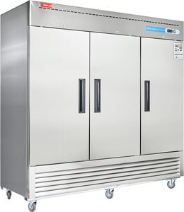 Refrigerador Comercial de 3 Puertas y 3 Secciones, Acero Inoxidable, Puerta Sólida, Enfriamiento por Ventilador, 72 Pies Cúbicos, Listo para Enviar - Product Image 1
