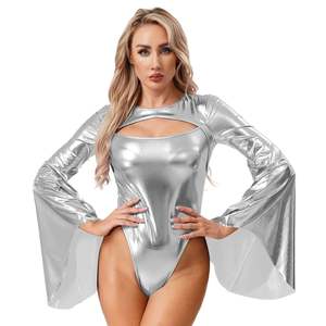 Costume de scène disco avec tissu transparent et décorations ajourées, idéal pour les fêtes et les spectacles - Product Image 5