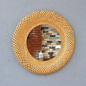 Espejo de bambú bohemio para decoración del hogar, colgador de pared hecho a mano de Vietnam - Product Image 1