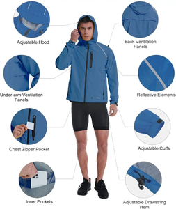 Veste coupe-vent pour homme, multi-panneaux, à capuche, imperméable, randonnée en plein air, imperméable, fermeture éclair, vêtements d'extérieur décontractés - Product Image 6