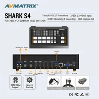 AVMATRIX Shark S4: Mezclador de Video SDI/HDMI de 4 Canales con Transmisión RTMP/SRT, Captura y Grabación en Tarjeta SD/USB para Transmisiones