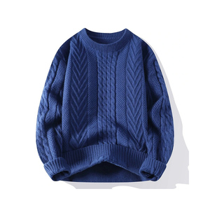 Pulls d'hiver tricotés de couleur unie pour hommes respirants et fabriqués au Pakistan avec col rond - Product Image 1