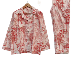 Ensemble de pyjama en coton imprimé tigre fait à la main, pyjama indien pour femmes, marché de gros au meilleur prix - Product Image 1