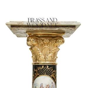 Pedestal de Porcelana Sèvres y Latón de Estilo Victoriano Antiguo con Escenas Pintadas a Mano - Product Image 4