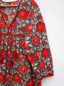 เดรสยาวถึงเข่าลายดอกไม้ของผู้หญิงชุดเดรสลำลองฤดูร้อนมีกระดุมแขนยาวเอวธรรมชาติ - Product Image 6