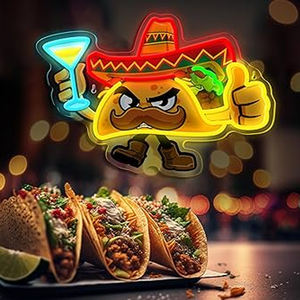 Magasin d'alimentation mexicain led enseigne au néon Tacco alimentaire impression UV enseigne au néon acrylique effet 3D enseigne UV pour les promotions publicitaires des magasins - Product Image 1