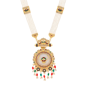 Ensemble collier élégant plaqué or avec un design complexe idéal pour les bijoux de mariée et les célébrations festives - Product Image 6