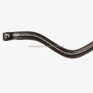 Bande de sourcils diamante en forme de cheval de qualité supérieure en cuir de canal vide rembourré doux avec chaîne de petits cristaux à 1 rangée - Product Image 3