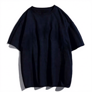 T-shirt décontracté pour homme, coupe oversize, noir uni, manches courtes, col rond, 100 % coton jersey tricoté, teinture unie, coupe classique - Product Image 1