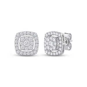 Pendientes clásicos con diamantes de corte halo redondo de 0.50 quilates, diamantes cultivados en laboratorio en oro macizo de 10 quilates, para regalo de aniversario nupcial. - Product Image 3